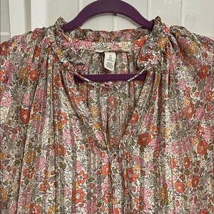 H&M Floral Blouse with Pink and Orange Accents